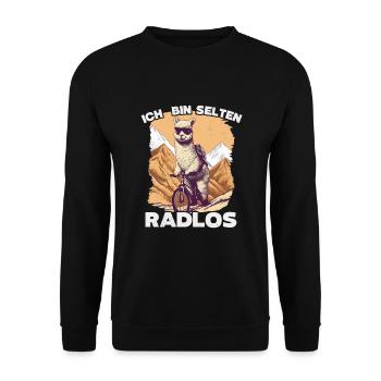 MTB Fahrer Mountainbike Ich Bin Selten Radlos - Unisex Pullover - Schwarz - Vorne - Alina (178cm) & Michal (187cm)