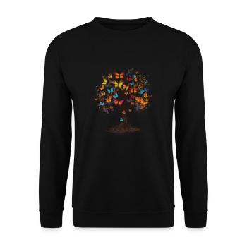 Papillon Arbre Papillons colorés Mouches - Sweat-shirt Unisexe - noir - Devant - Alina (178cm) & Michal (187cm)