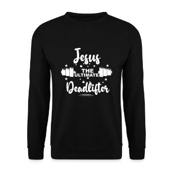 Jésus L’ultime soulevé de terre rétro Jésus - Sweat-shirt Unisexe - noir - Devant - Alina (178cm) & Michal (187cm)