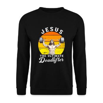 Jésus L’ultime soulevé de terre rétro Jésus - Sweat-shirt Unisexe - noir - Devant - Alina (178cm) & Michal (187cm)