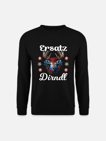 Trachtenshirt Damen Trachten T-Shirt Dirndl Ersatz - Unisex Pullover - Schwarz