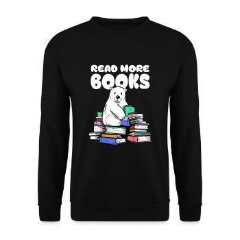 L’ours polaire aime la littérature et s’assoit sur des livres - Sweat-shirt Unisexe - noir - Devant - Alina (178cm) & Michal (187cm)