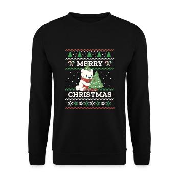 Ugly Christmas Sweater Cute Polar Bear - Unisex Sweatshirt - black - Front - Alina (178cm) & Michal (187cm)