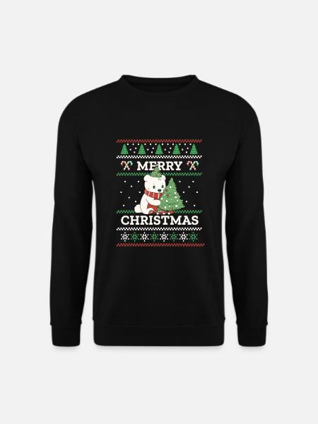 Ugly Christmas Sweater niedlicher Eisbär - Unisex Pullover - Schwarz