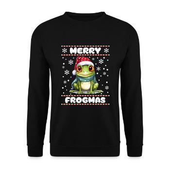 Cute Frog Wishes Merry Christmas - Unisex Sweatshirt - black - Front - Alina (178cm) & Michal (187cm)