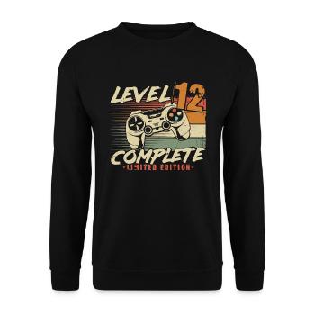 12th Birthday Level 12 Complete 12 Years - Unisex Sweatshirt - black - Front - Alina (178cm) & Michal (187cm)