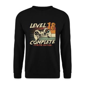 18th Birthday Level 18 Complete 18 Years - Unisex Sweatshirt - black - Front - Alina (178cm) & Michal (187cm)