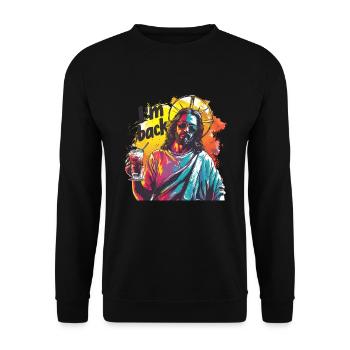 Jesus Christ Easter I'm Back Party - Unisex Sweatshirt - black - Front - Alina (178cm) & Michal (187cm)