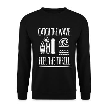 Catch the Wave| Surfer und Strandliebhaber - Unisex Pullover - Schwarz - Vorne - Alina (178cm) & Michal (187cm)