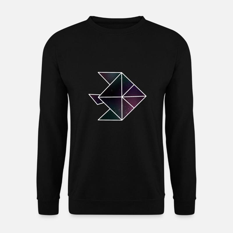Fisch Origami Sternenhimmel Geschenk - Unisex Pullover - Schwarz