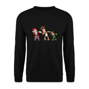 Weihnachtsmann Rentier Elf Dabbing Dab Weihnachten - Unisex Pullover - Schwarz - Vorne - Alina (178cm) & Michal (187cm)