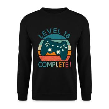 Level 18 gift video games Birthday 18 years. - Unisex Sweatshirt - black - Front - Alina (178cm) & Michal (187cm)