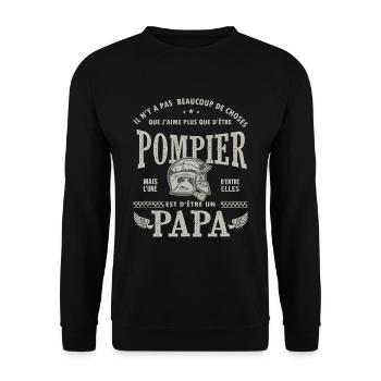 papa pompier cadeau humour homme pompier - Sweat-shirt Unisexe - noir - Devant - Alina (178cm) & Michal (187cm)