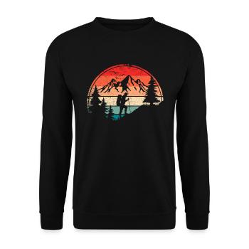 Adventure Hiking Outdoor Backpacking Hiker - Unisex Sweatshirt - black - Front - Alina (178cm) & Michal (187cm)