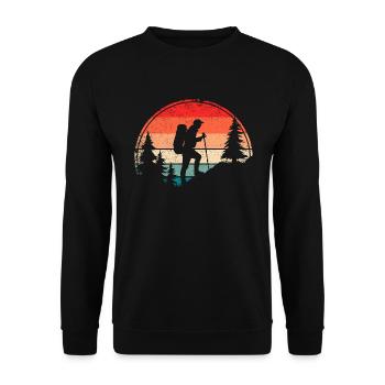 Adventure Hiking Outdoor Backpacking Hiker - Unisex Sweatshirt - black - Front - Alina (178cm) & Michal (187cm)