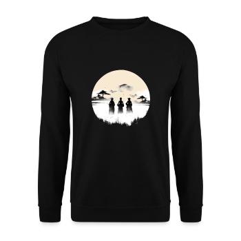 Japanische Vintage-kunst - Otaku Warrior Desig - Unisex Pullover - Schwarz - Vorne - Alina (178cm) & Michal (187cm)