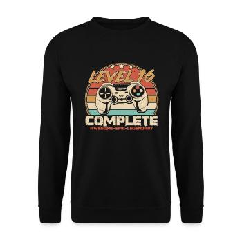 16. Geburtstag Gamer Level 16 Freigeschaltet - Unisex Pullover - Schwarz - Vorne - Alina (178cm) & Michal (187cm)