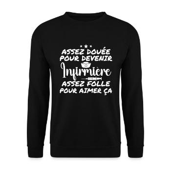 Talented enough to become a nurse - Unisex Sweatshirt - black - Front - Alina (178cm) & Michal (187cm)