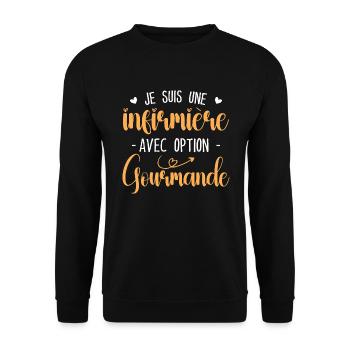 Nurse with gourmet option - Unisex Sweatshirt - black - Front - Alina (178cm) & Michal (187cm)