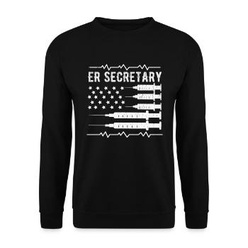 ER Secretary Squad Nurse Tees Emergency Room Tees - Sweat-shirt Unisexe - noir - Devant - Alina (178cm) & Michal (187cm)