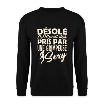 T-shirt Grimpeur - Prise par une Grimpeuse Sexy - Sweat-shirt Unisexe - noir - Devant - Alina (178cm) & Michal (187cm)