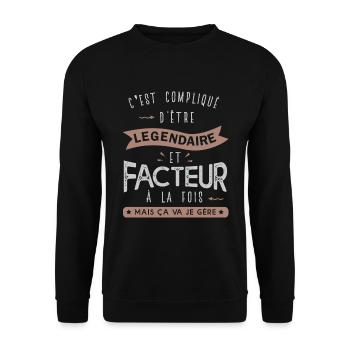 facteur légendaire profession métier postier - Sweat-shirt Unisexe - noir - Devant - Alina (178cm) & Michal (187cm)
