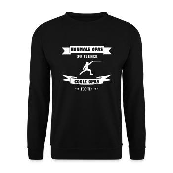 Fechten Opa Spruch - Unisex Pullover - Schwarz - Vorne - Alina (178cm) & Michal (187cm)