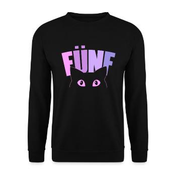 5th birthday girl 5 years old kitten cat - Unisex Sweatshirt - black - Front - Alina (178cm) & Michal (187cm)