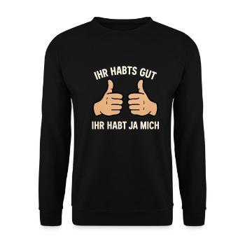 Drôle de dire, vous vous débrouillez bien, collègues de travail - Sweat-shirt Unisexe - noir - Devant - Alina (178cm) & Michal (187cm)