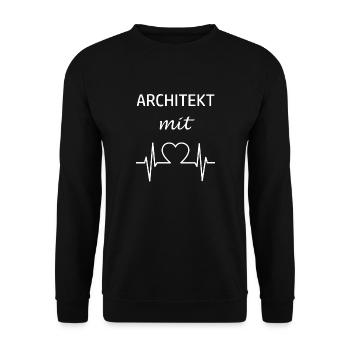 Architekt mit Herz - Unisex Pullover - Schwarz - Vorne - Alina (178cm) & Michal (187cm)