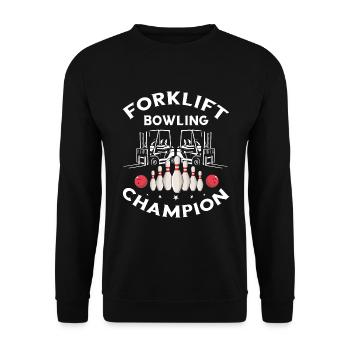 Gabelstaplerbediener und Gabelstaplerfahrer - Unisex Pullover - Schwarz - Vorne - Alina (178cm) & Michal (187cm)