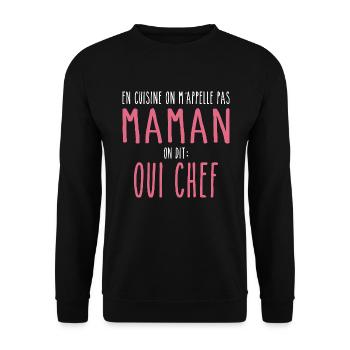 In der Küche nennen sie mich nicht Mama, sondern Chef - Unisex Pullover - Schwarz - Vorne - Alina (178cm) & Michal (187cm)