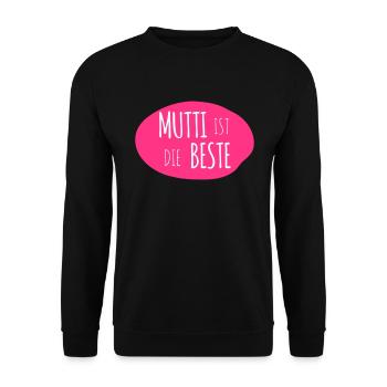 Mutti ist die Beste 2c - Unisex Pullover - Schwarz - Vorne - Alina (178cm) & Michal (187cm)