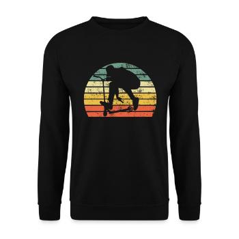 Scooter Stunt Tretroller E-Roller retro Geschenk - Unisex Pullover - Schwarz - Vorne - Alina (178cm) & Michal (187cm)