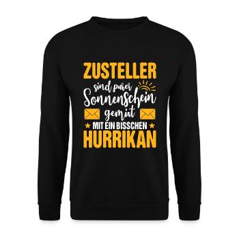 Zusteller Briefträger Postbote Briefe Geschenk - Unisex Pullover - Schwarz - Vorne - Alina (178cm) & Michal (187cm)