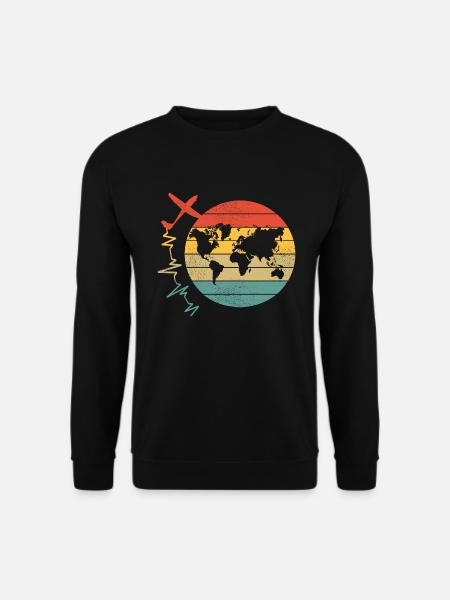 Segelflugzeug Segelflieger Weltkarte Herzschlag - Unisex Pullover - Schwarz