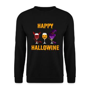 Joyeux Hallowine Vin Diable Sorcière Citrouille Halloween - Sweat-shirt Unisexe - noir - Devant - Alina (178cm) & Michal (187cm)