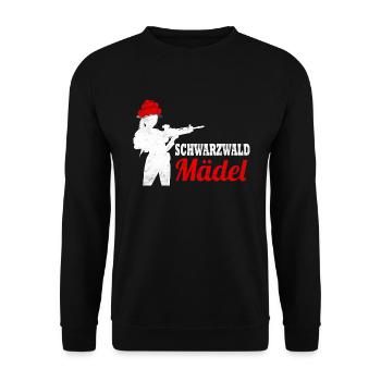 Schwarzwaldmädel Bollenhut Schwarzwald - Unisex Pullover - Schwarz - Vorne - Alina (178cm) & Michal (187cm)