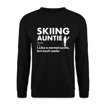 Sport Auntie Skiing - Unisex Pullover - Schwarz - Vorne - Alina (178cm) & Michal (187cm)