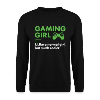Gamer Girl Definition Gaming - Unisex Pullover - Schwarz - Vorne - Alina (178cm) & Michal (187cm)