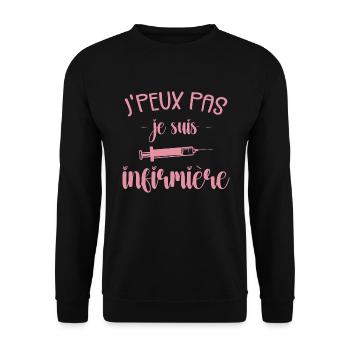 Ich kann nicht, ich bin Krankenschwester - Unisex Pullover - Schwarz - Vorne - Alina (178cm) & Michal (187cm)
