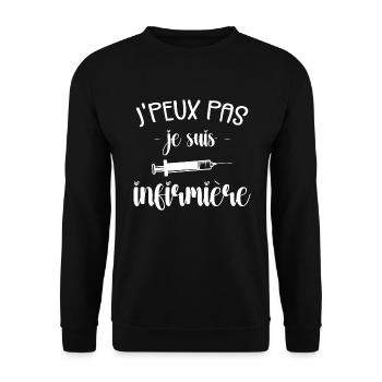 Ich kann nicht, ich bin Krankenschwester - Unisex Pullover - Schwarz - Vorne - Alina (178cm) & Michal (187cm)