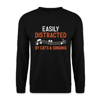 Singer Easily Distracted By Cats And Singing - Unisex Pullover - Schwarz - Vorne - Alina (178cm) & Michal (187cm)