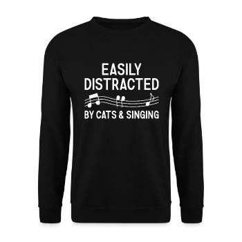 Singer Easily Distracted By Cats And Singing - Unisex Pullover - Schwarz - Vorne - Alina (178cm) & Michal (187cm)
