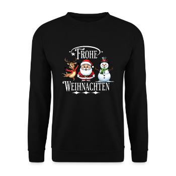 Frohe Weihnachten l Weihnachtsgeschenk - Unisex Pullover - Schwarz - Vorne - Alina (178cm) & Michal (187cm)