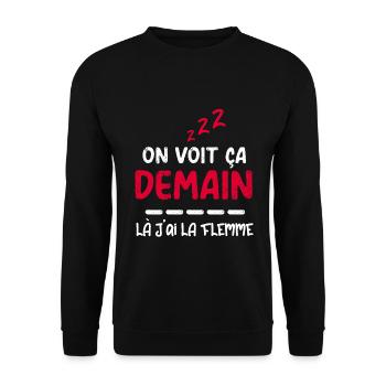 Flemme flemmingite procrastination flemmard - Sweat-shirt Unisexe - noir - Devant - Alina (178cm) & Michal (187cm)