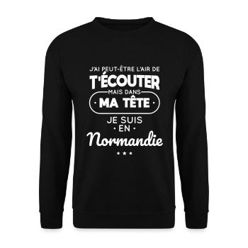 Dans ma tête je suis en Normandie - Sweat-shirt Unisexe - noir - Devant - Alina (178cm) & Michal (187cm)