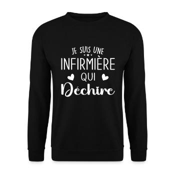 Ich bin eine Krankenschwester, die rockt - Unisex Pullover - Schwarz - Vorne - Alina (178cm) & Michal (187cm)