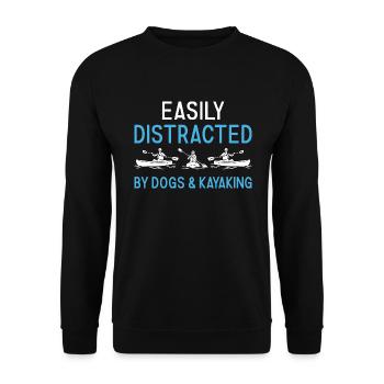 Kayaker Easily Distracted By Dogs And Kayaking - Unisex Pullover - Schwarz - Vorne - Alina (178cm) & Michal (187cm)