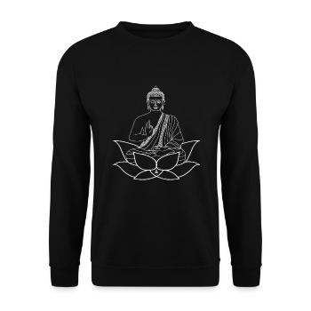 Lotusblüte Buddha Yoga - Unisex Pullover - Schwarz - Vorne - Alina (178cm) & Michal (187cm)